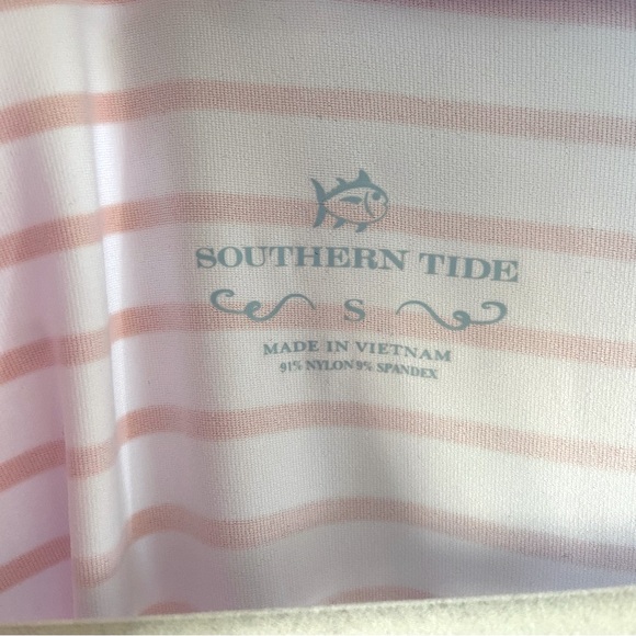 SOUTHERN TIDE Coral and White Striped Moira Performance Skort Romper - Picture 5 of 8